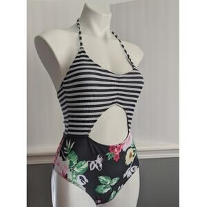 Nwt Stripe and Floral Monokini Small